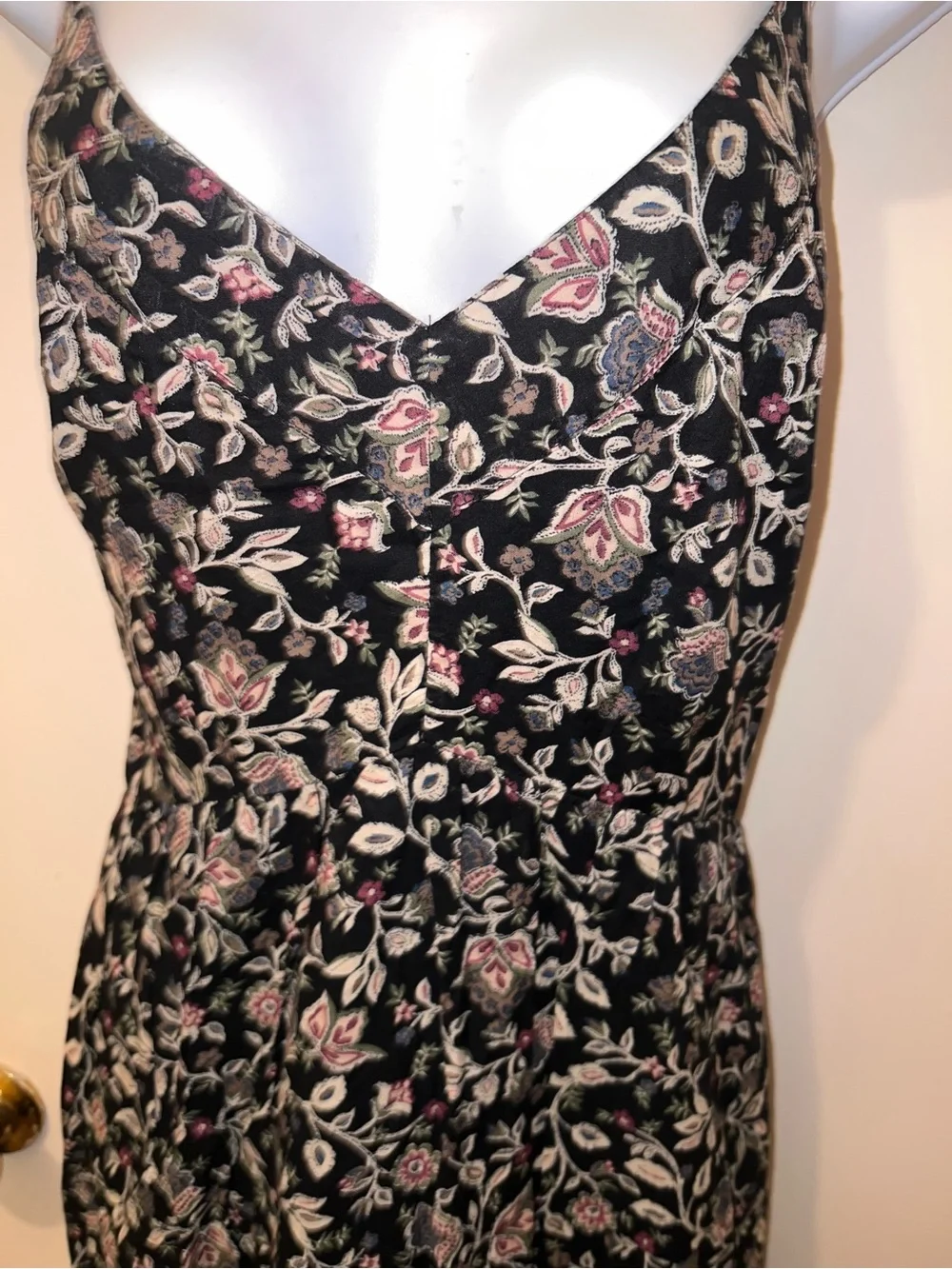 Abercrombie & Fitch Black Floral Maxi Dress with Pink Accents